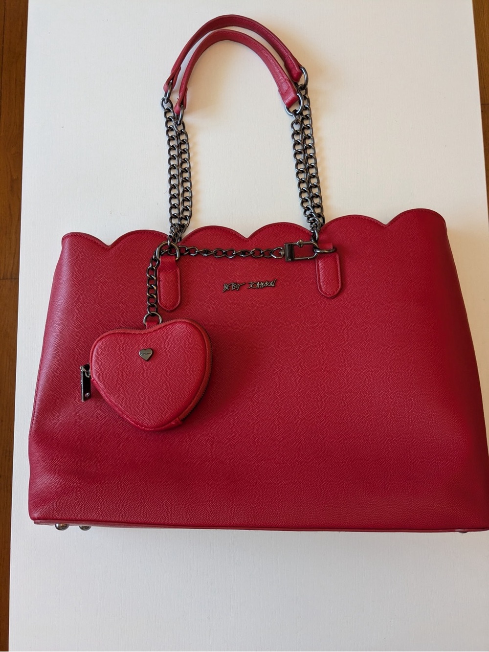 Betsey Johnson XO Tote Cherry Detachable Heart Coin Purse